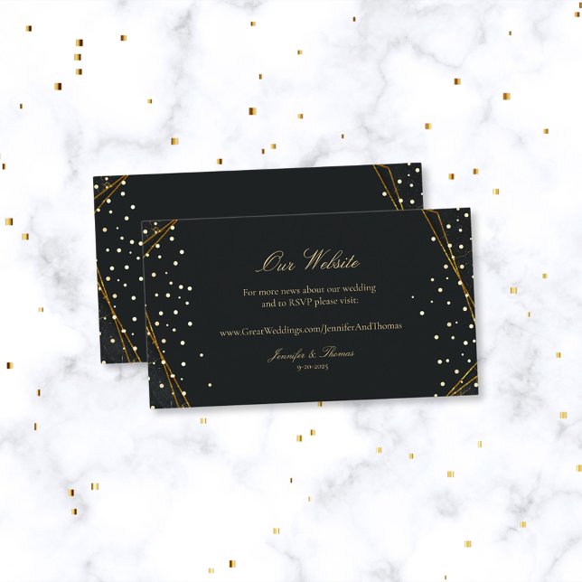 Golden Black Marble Wedding Website Enclosure Card (Creator Uploaded)