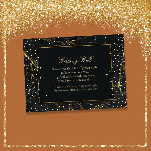 Golden Black Marble Wishing Well Wedding Enclosure Card