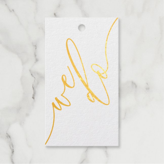 Golden Black Minimalist Modern Wedding Invite Foil Gift Tags