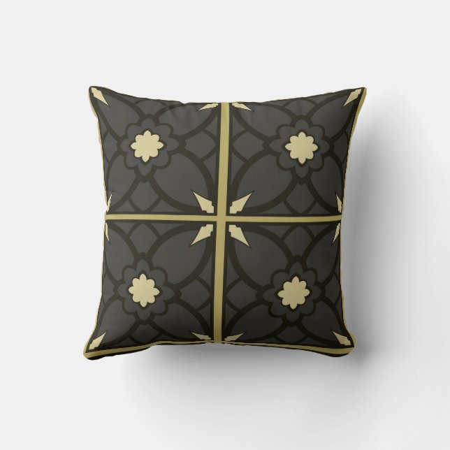 Golden Black Throw Pillow (Back)