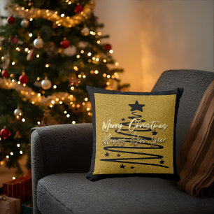 Golden Black Throw Pillow