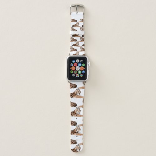 Golden  Black Tiger Animal White Design Apple Watch Band