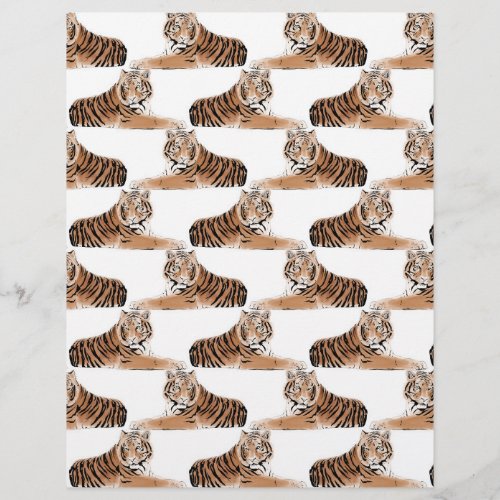 Golden  Black Tiger Animal White Design Letterhead