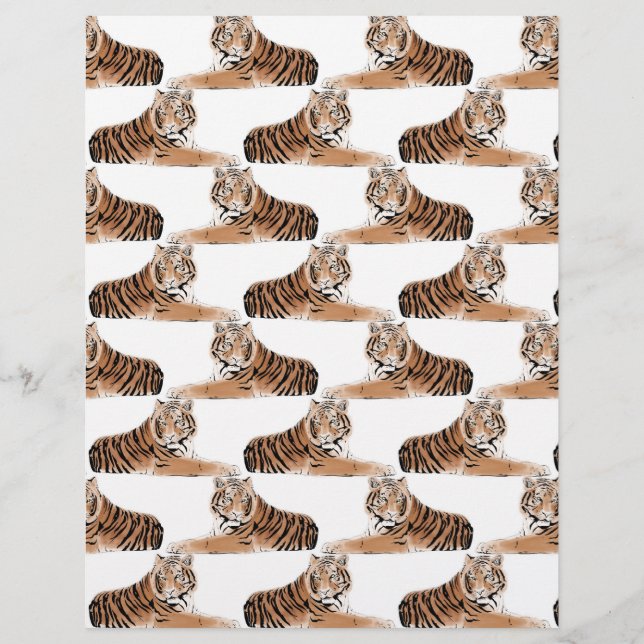 Golden & Black Tiger Animal White Design Letterhead (Front)