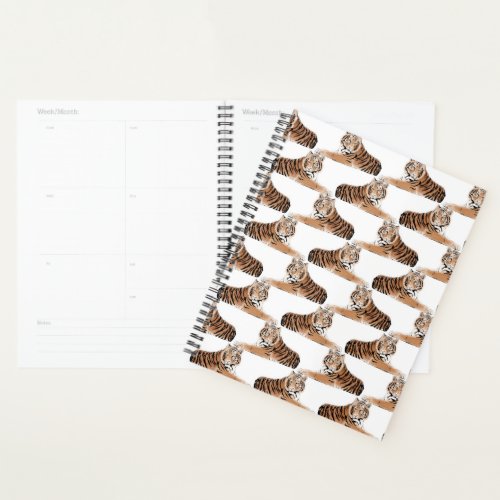 Golden  Black Tiger Animal White Design Planner