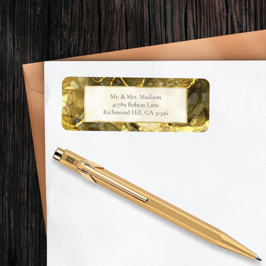 Golden Black Topaz Return Address Label