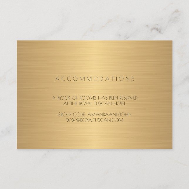 Golden Black  Wedding Hotel Accomodation Enclosure Card (Front)