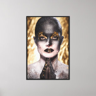 Golden Black Woman Body Paint Fashion Art Canvas Print