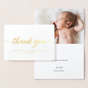Golden Blessings" Personalized Christening Thank Y Foil Card