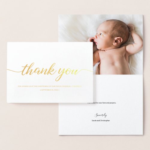 Golden Blessings Personalized Christening Thank Y Foil Card