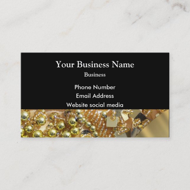 Golden bling jewelry pattern business card (Front)