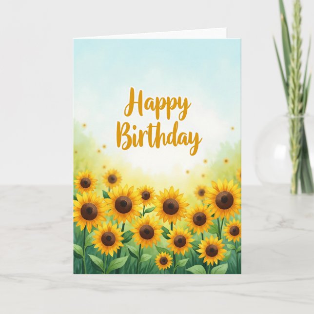 Golden Bloom Birthday Card (Front)