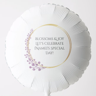 Golden Bloom Floral Birthday Party Balloon