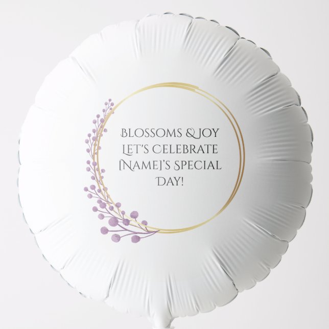 Golden Bloom Floral Birthday Party Balloon (Front)