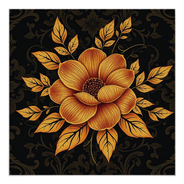 Golden Bloom Floral Poster (Front)
