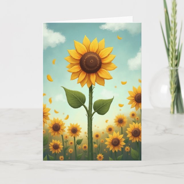 Golden Bloom Flower Card (Front)