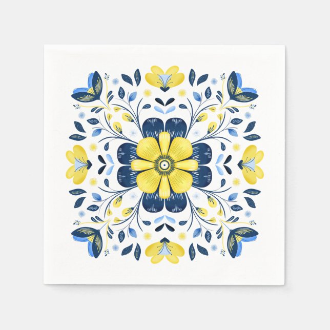 Golden Bloom Harmony Napkins (Front)