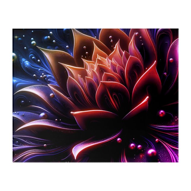 Golden Bloom in the Depths of Twilight Acrylic Print (Front)