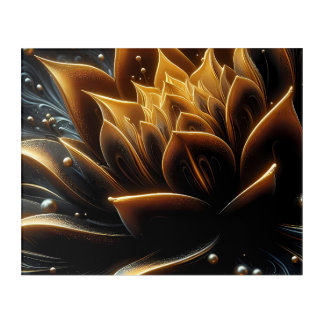 Golden Bloom in the Depths of Twilight Acrylic Print