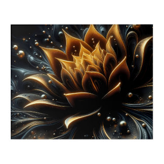 Golden Bloom in the Depths of Twilight Acrylic Print