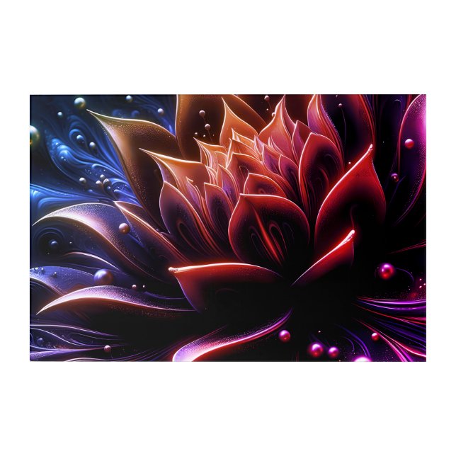 Golden Bloom in the Depths of Twilight Acrylic Print (Front)