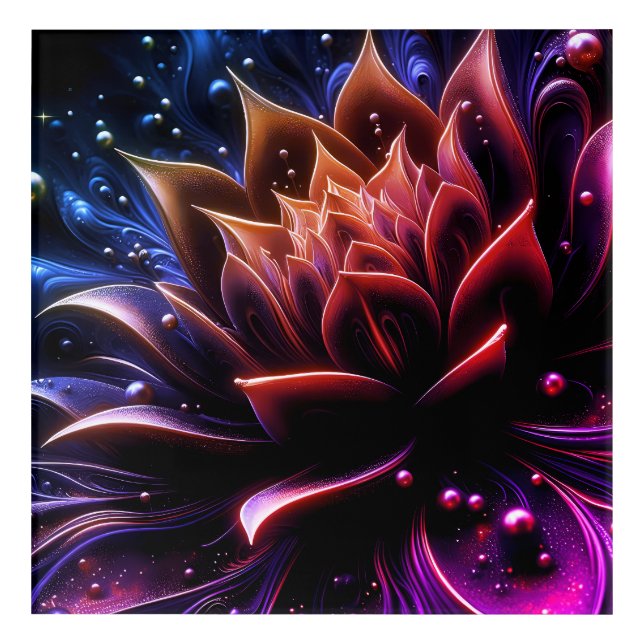 Golden Bloom in the Depths of Twilight Acrylic Print (Front)