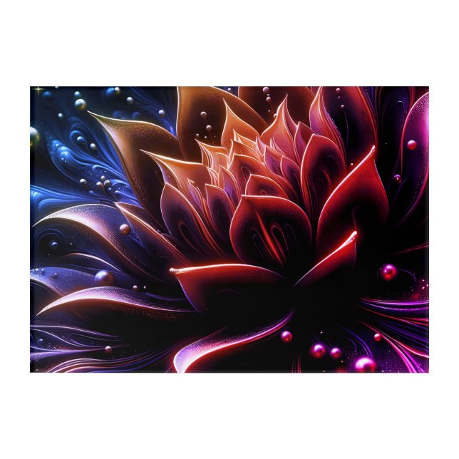Golden Bloom in the Depths of Twilight Acrylic Print (Front)