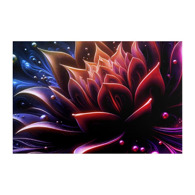 Golden Bloom in the Depths of Twilight Acrylic Print (Front)