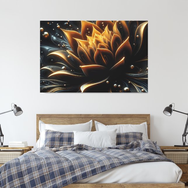 Golden Bloom in the Depths of Twilight Canvas Print (Insitu(Bedroom))