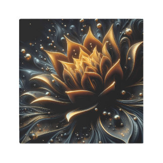 Golden Bloom in the Depths of Twilight Metal Print