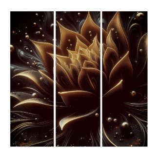 Golden Bloom in the Depths of Twilight Triptych