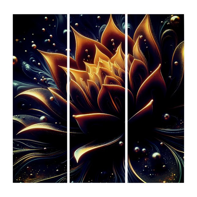 Golden Bloom in the Depths of Twilight Triptych (Front)