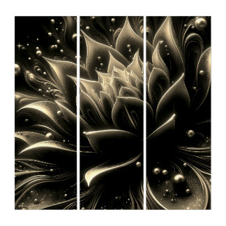 Golden Bloom in the Depths of Twilight Triptych