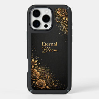 “Golden Bloom iPhone 16 Black Case” Pro Max Case