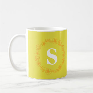 Golden Bloom Monogram Coffee Mug