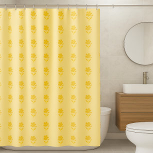 Golden Bloom on Butter Yellow Shower Curtain