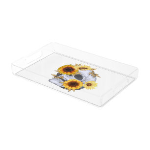 GOLDEN BLOOM SKULL ACRYLIC TRAY