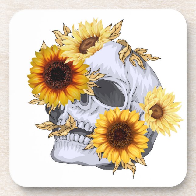 GOLDEN BLOOM SKULL BEVERAGE COASTER (Front)