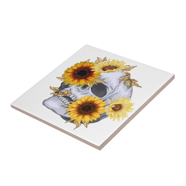 GOLDEN BLOOM SKULL CERAMIC TILE (Side)