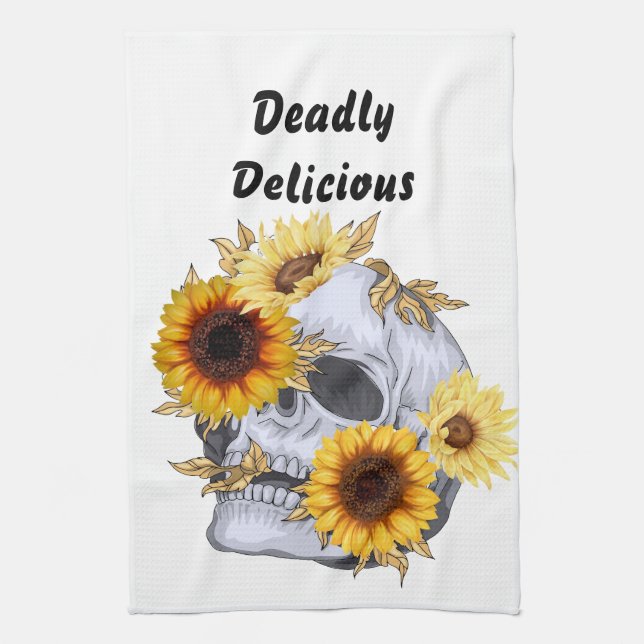 GOLDEN BLOOM SKULL KITCHEN TOWEL (Vertical)