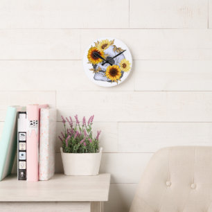 GOLDEN BLOOM SKULL ROUND CLOCK