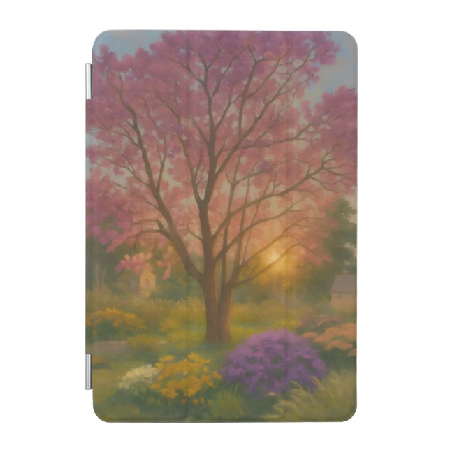Golden Bloom – Sunset Garden Painting iPad Mini Cover (Front)