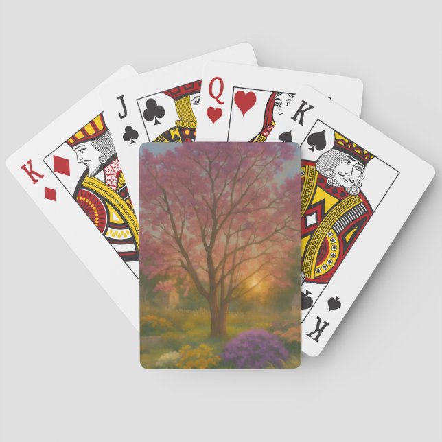 Golden Bloom – Sunset Garden Painting Poker Cards (Back)