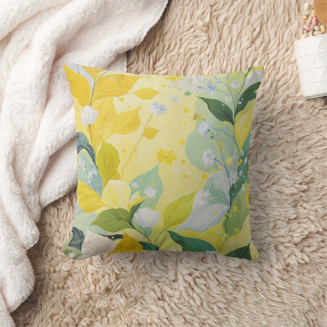 Golden Bloom Throw Pillow (Blanket)