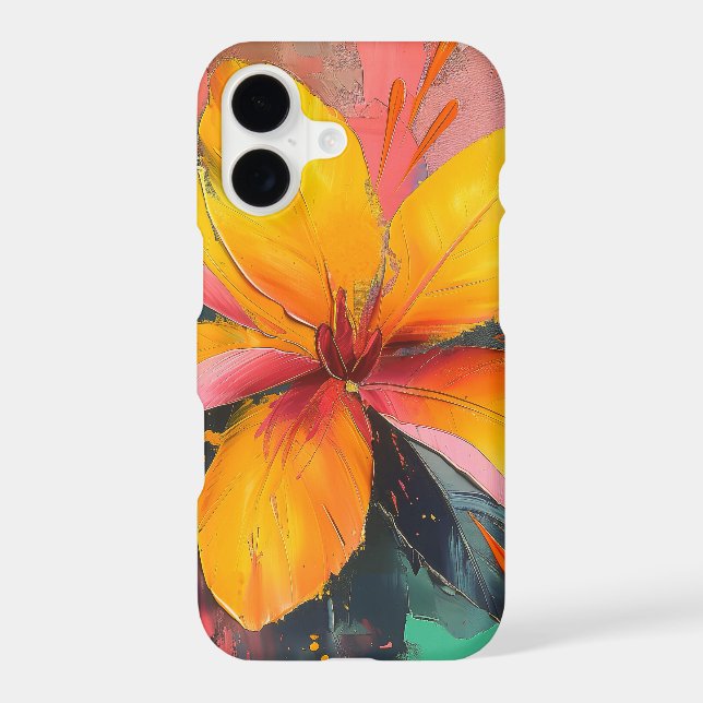 Golden Bloom – Vibrant Abstract Floral Expression iPhone Case (Back)