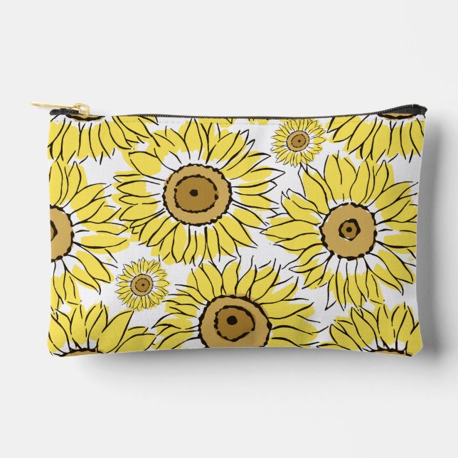 Golden Bloom Vibrant Yellow Accessory Pouch (Front)