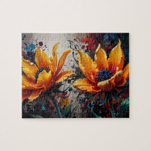 Golden Bloom Vivid Yellow Flower Duo Jigsaw Puzzle