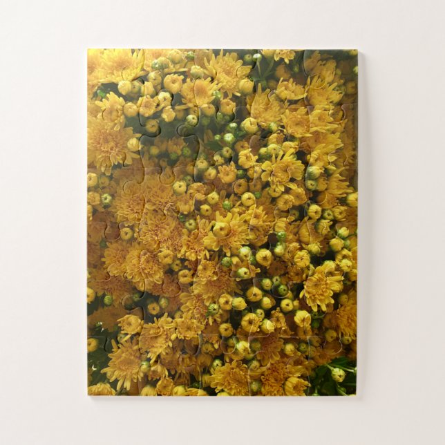 Golden Bloom Wall | Yellow Chrysanthemum Jigsaw Puzzle (Vertical)