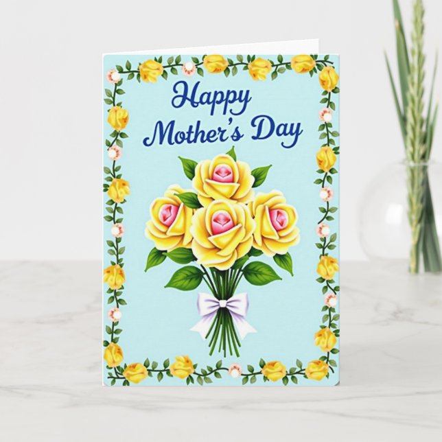 Golden Blooms Mothers Day Card (Front)