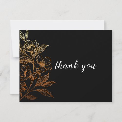 Golden Blooms Of Love Black Wedding  Thank You Card
